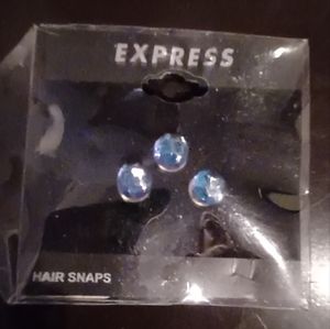Y2K Express Iridescent blue crystal hair snaps 3pcs